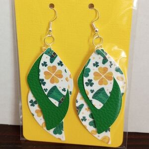 St. Patrick's‎ Day Faux Leather Handcrafted New Earrings